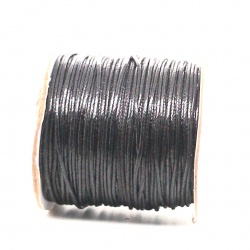 Black coated wax cord 1mm